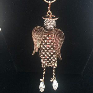Betsey Johnson Pavé Angel Pendant Necklace
